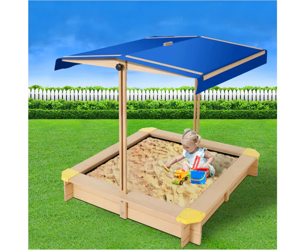 Keezi Kids Sandpit Toys Canopy Sand Pit Box Wooden