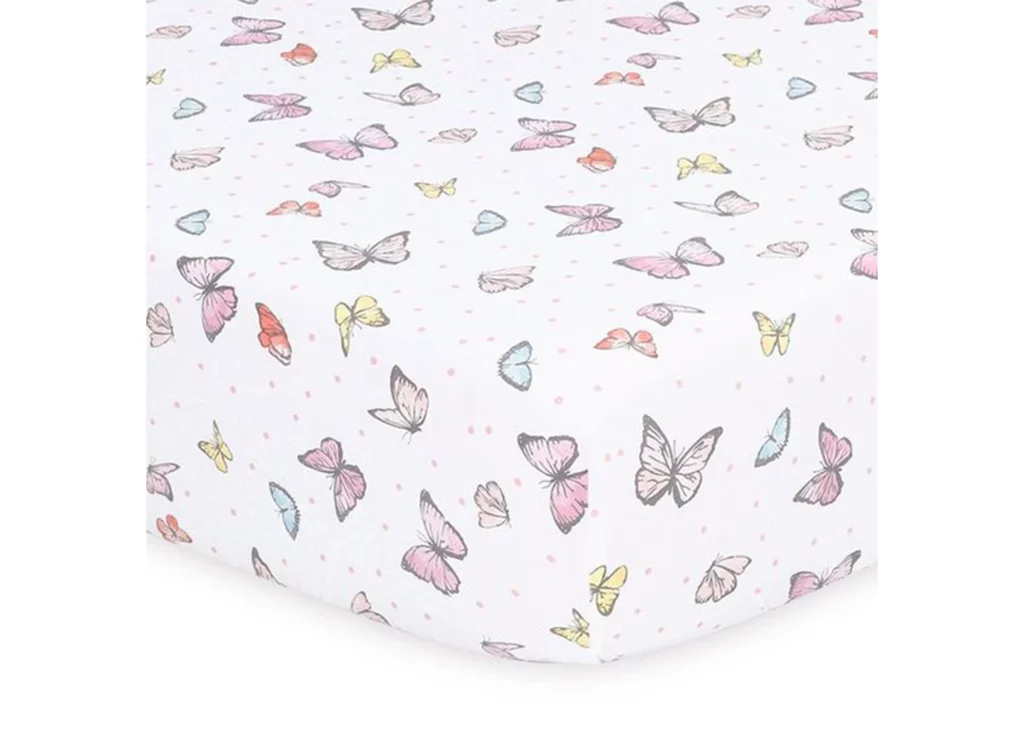 The Peanut Shell Whisper Butterfly Cot Fitted Sheet Butterfly