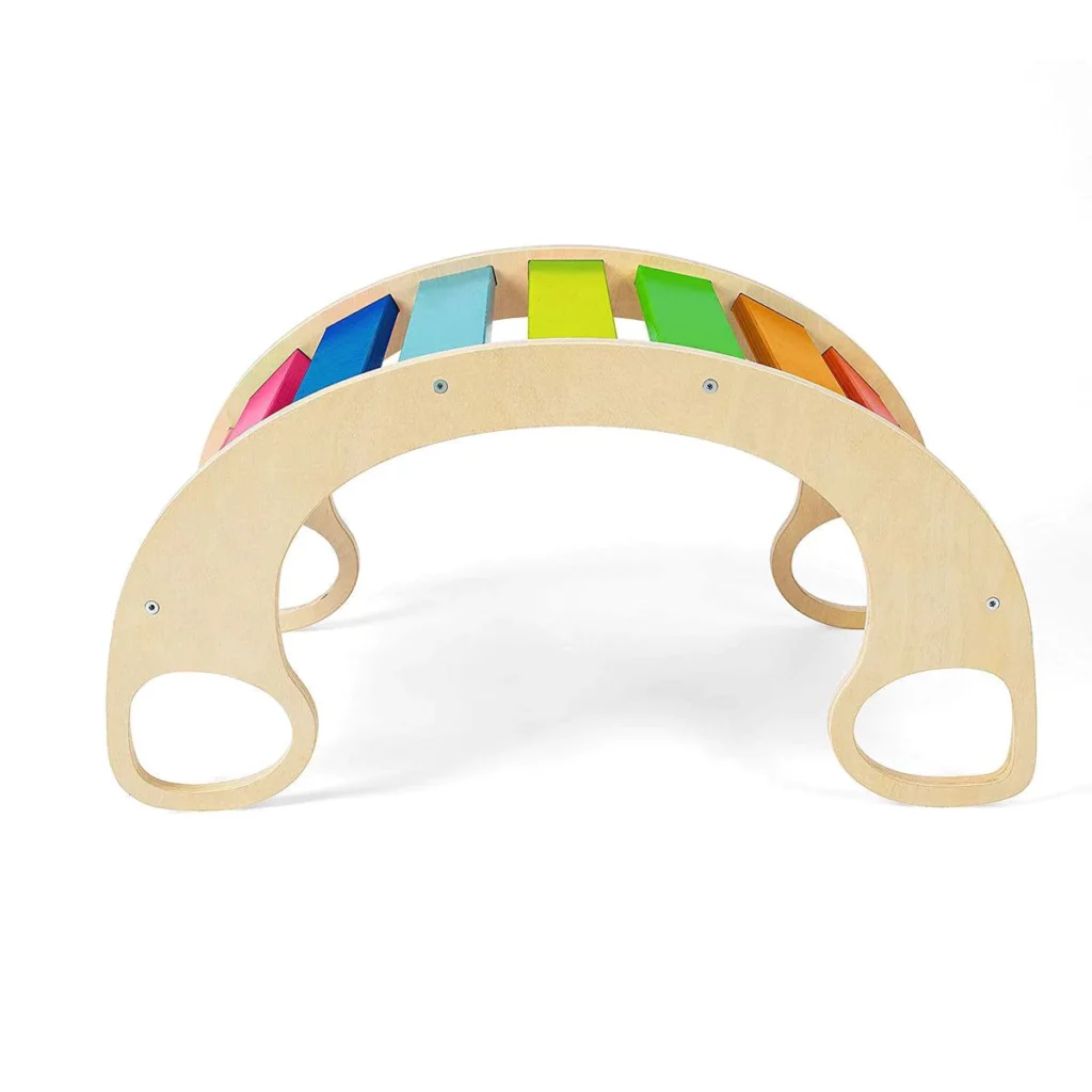 YOZZI Wooden Rainbow Rocker Kids Play Board Rocking Seesaw