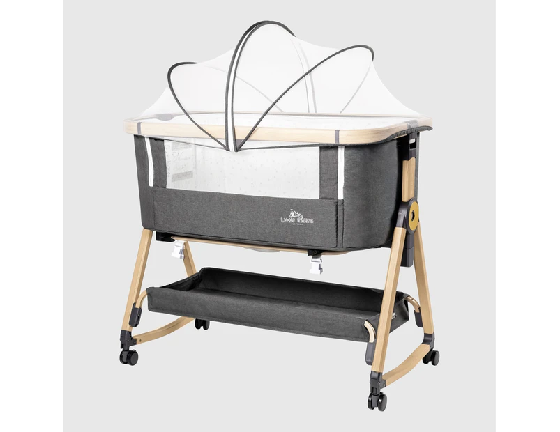 Little Riders Baby Bassinet With Mattress, Rocking Crib Co-sleeping Cradle With Mosquito Net